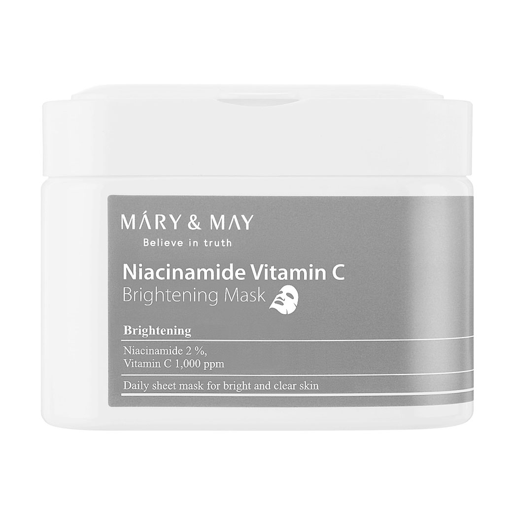 Освітлювальна тканинна маска для обличчя Mary &amp; May Niacinamide Vitamin C Brightening Mask з ніацинамідом та вітаміном С, 30 шт